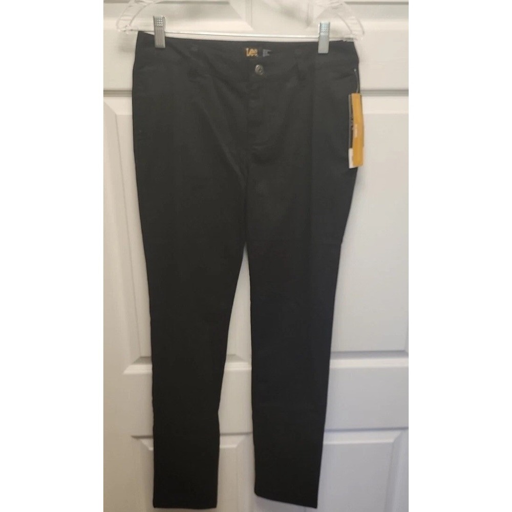 Lee Uniforms Womens Low Rise 5 Pockets Skinny Leg Stretch Black Pants Size 7